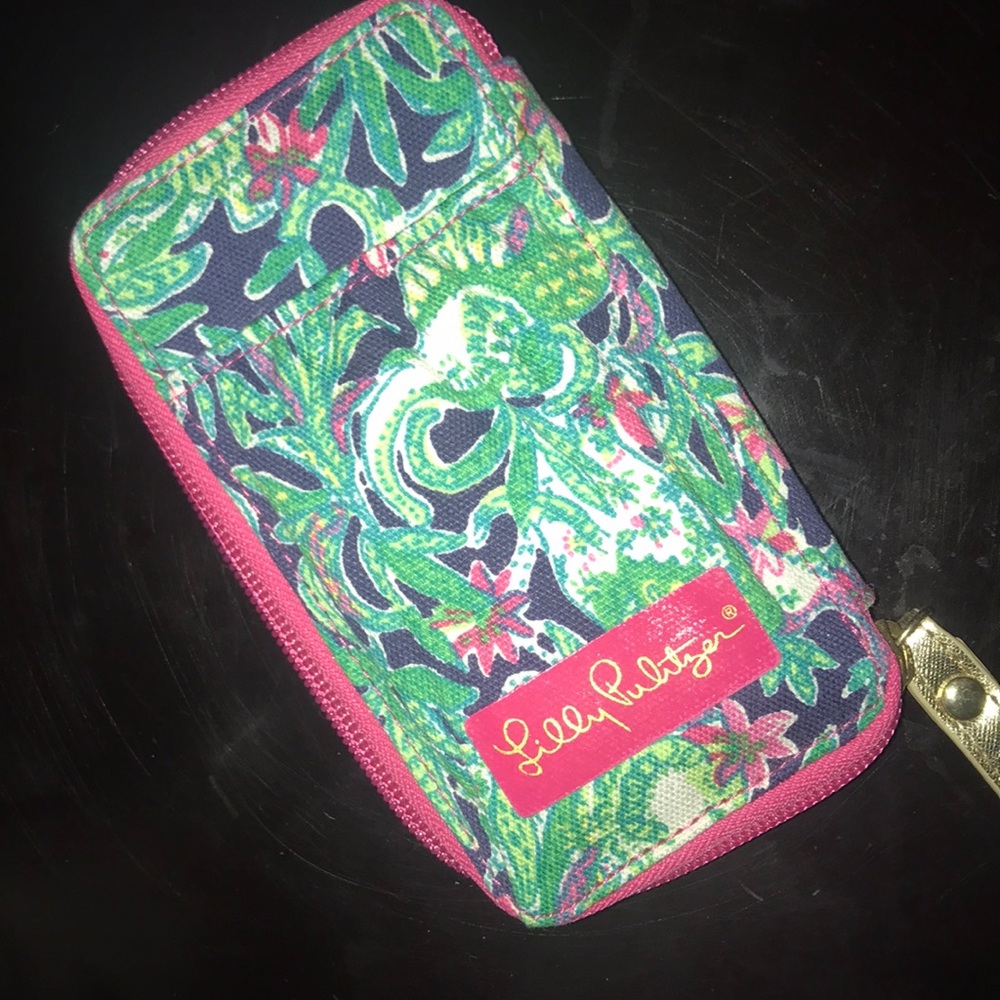 Lilly Pulitzer iPhone wallet with wrist-strap